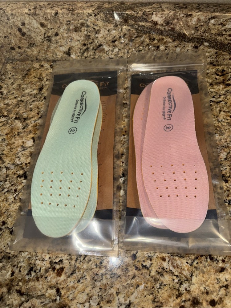 Gravity Defyer Orthotic Insoles Corrective Fit Women’s Size 9 Pink Blue Lot Of 2