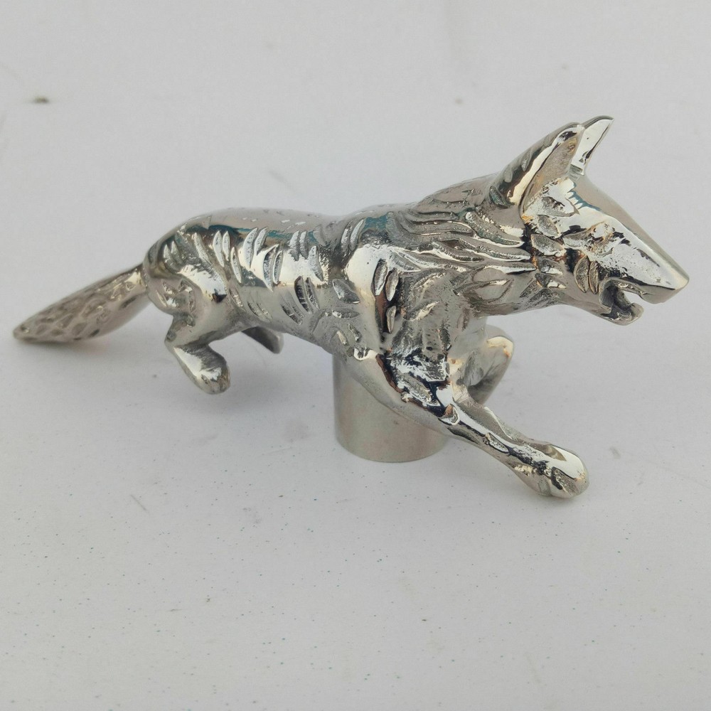Vintage Brass Silver Head Fox Handle for Antique Designer Handle Walking Stick