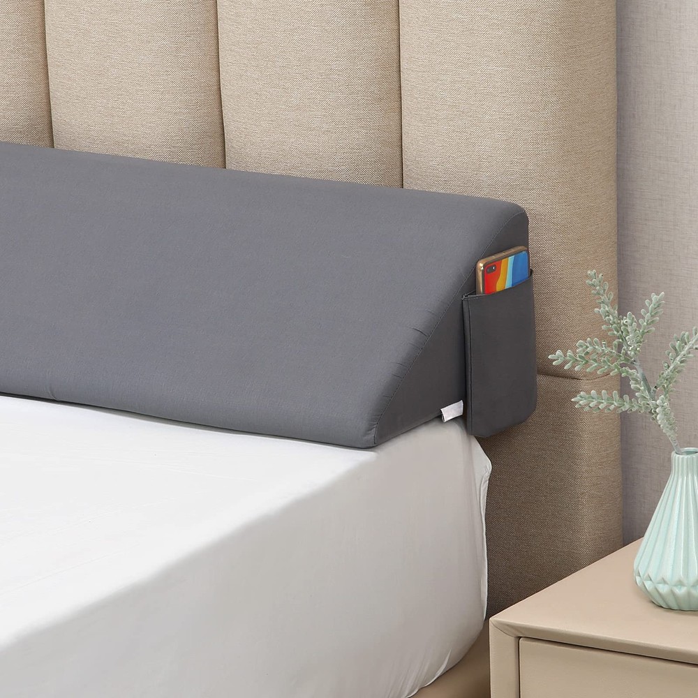 Vekkia Full Size Bed Wedge Full(10 in x 6 x 54 in–Big), Gray