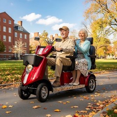 1000W 4-Wheel Heavy Duty Adjustable 3-Seat Electric Power Mobility Scooters