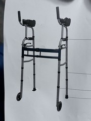Adjustable Height Foldable Walking Frame 2 Wheels Silver Black Aluminum Adult