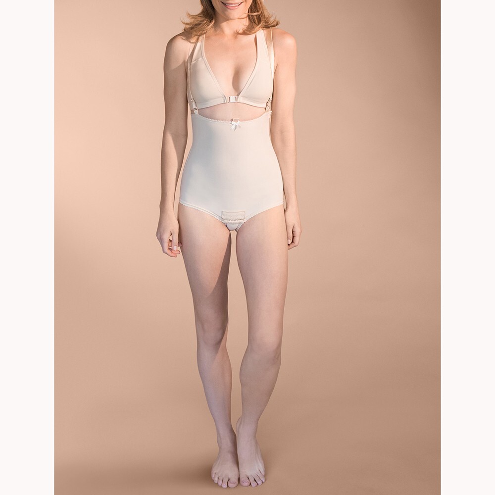 Marena FBA-L-H Beige Panty-Length Girdle Padded Zipper Large Adjustable Straps