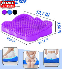 Thicken 19.7In Seat Cushion, Gel Seat Cushion for Long Sitting–Office Chair, Whe