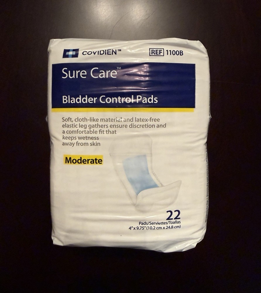 COVIDIEN Sure Care Bladder Control Pads 1100B Moderate 6 Pack 22 Count 132 Total