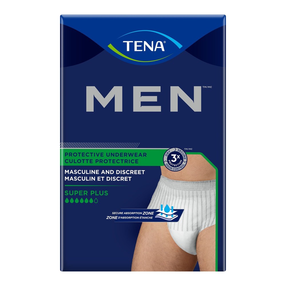 TENA Men Protective Underwear S/M, 34 – 50 Inch, 64 Count (4 Bags of 16)