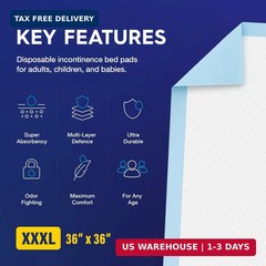 50 x PULP Incontinence Underpads 36″ x 36″ | XXXL Bed Pads Disposable Adult | Su