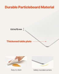 Uimoso Overbed Table Mobile Bed Side Desk with 4 Hidden Wheels Cup Holder White