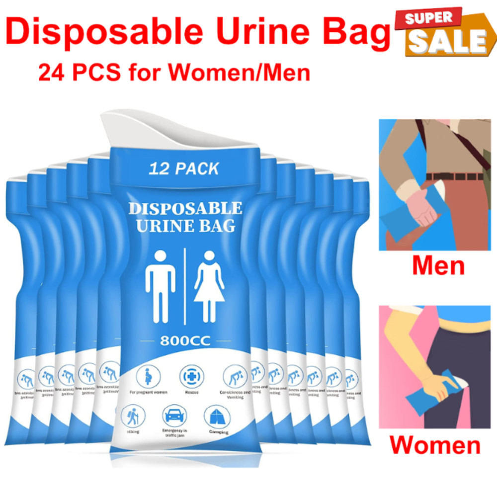 Disposable Travel Urine Bags 24PCS – 800ML Leak-Proof Unisex Emergency Pee Bags