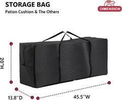Cushion Storage Bag, Outdoor Patio Heavy Duty Bag with Medium, Black