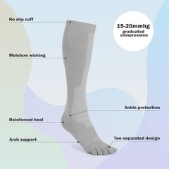 Toe Socks Compression Socks for Women & Medium Compression-black,white,grey