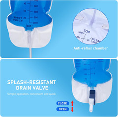 1000Ml Catheter Leg Bags, Urinary Drainage Bag for Men Women with Anti-Reflux Va