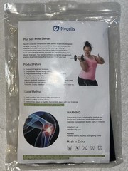 Nvorliy Plus Size Knee Compression Sleeve Brace Patella Leg 5XL Donut Hole Black