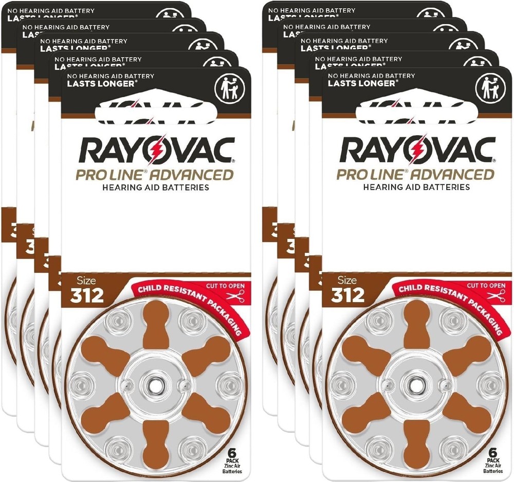 Rayovac Proline Advanced Hearing Aid Batteries | Size 312 (60 Total) US Seller