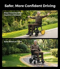 22Lbs Carbon Fiber Lightest Electric Wheelchair for Adults, Portable&Foldable
