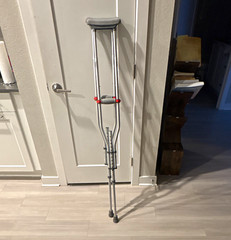 Adjustable Ergonomic Forearm Crutches Pair w/ Handgrip Silver Gray Red