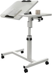 Adjustable Overbed Bedside Table with Wheels, Bed Desk, Over The Bed Table