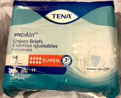 Tena ProSkin Unisex Adult Diapers (Briefs), Super Absorbency, Size Med, 14 Count