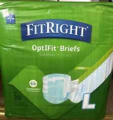 Adult Diapers FitRight OptiFit Briefs Incontinence Tabs Large 20ct