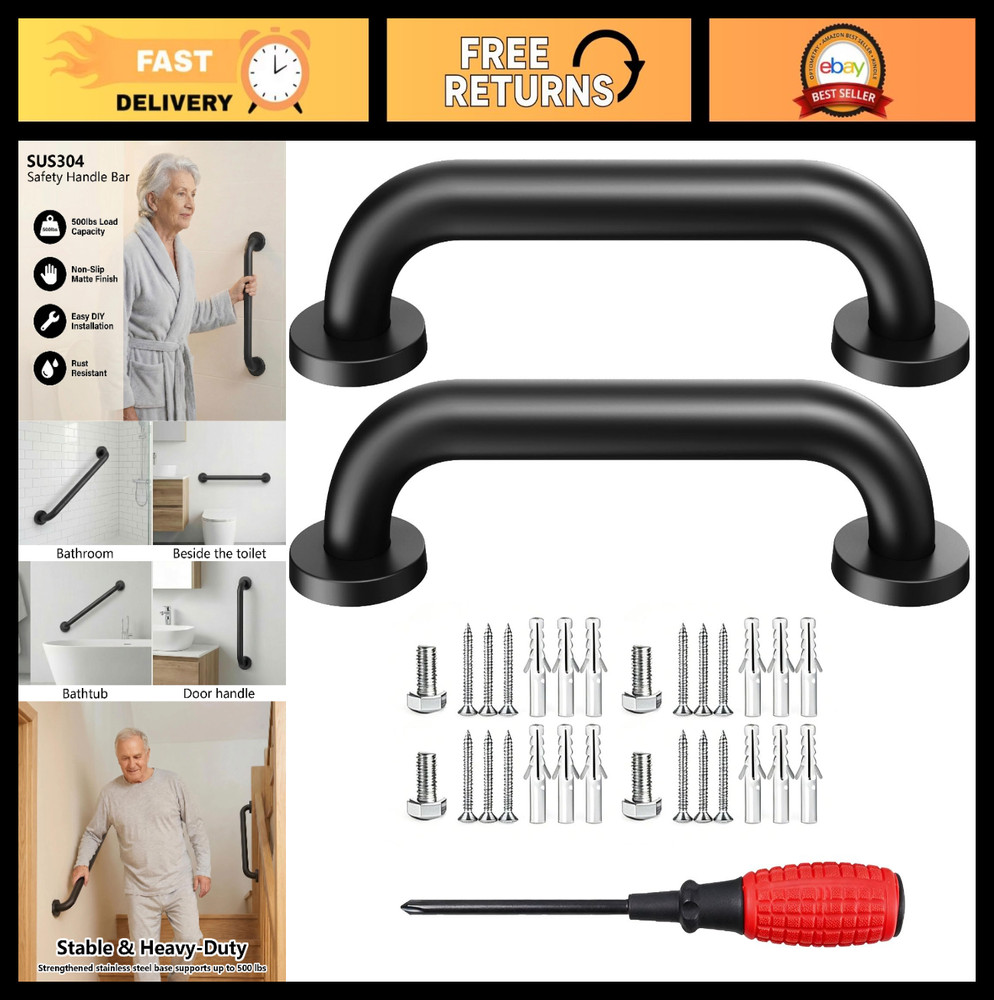 12″ Wall-Mounted Stair Handrail, Safety Grab Bar for Indoor & Outdoor Steps