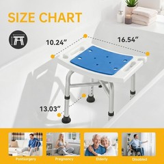 Adjustable Heavy Duty Shower Chair, 500 lbs Capacity, Anti-Slip Bathroom Stool,
