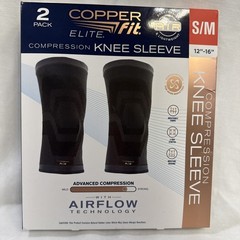 Copper Fit Elite Compression Knee Sleeve 2 Pack S/M 12-16″ Open Box