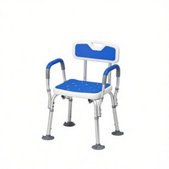Adjustable Height Padded Shower Chair with Arms And Back, Bath Seat for Seniors