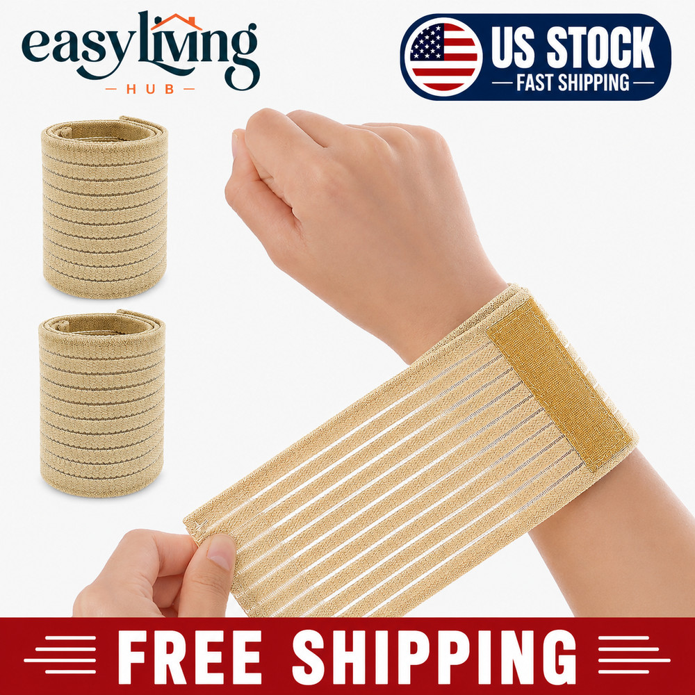 2 PCS Elastic Wrist Support Band Wrap Breathable Wrist Brace Adjustable Wrist St
