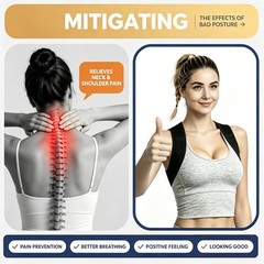 Adjustable Posture Corrector for Men & Women – Breathable Back Support Brace, Pa