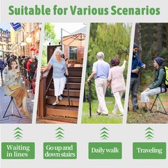 Walking Cane with Seat Folding Lightweight, 2-in-1 Cane Stool for Adults, Alu…