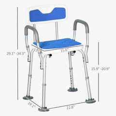 EVA Padded Shower Chair with Arms & Back, Bath Seat Adjustable Height for Senior