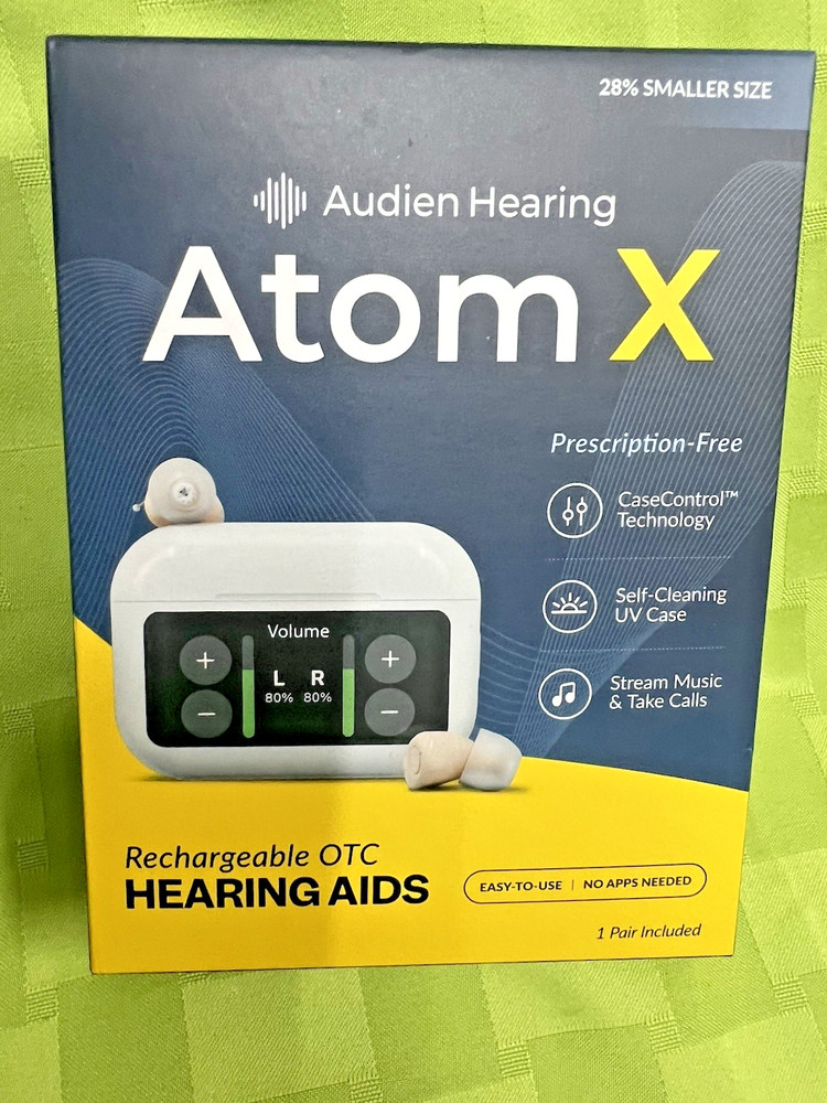 Audien Hearing ATOM X – Rechargeable OTC Hearing Aids NEWEST MODEL NEW $389