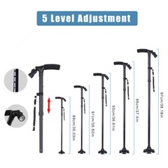 5 Levels Adjustable Height Retractable LED Walking Stick Foldable Walking Cane
