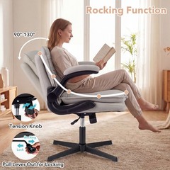 Criss Cross Chair w/Flip-up Arms, Adjustable Height, Wide Backrest, Padded Seat