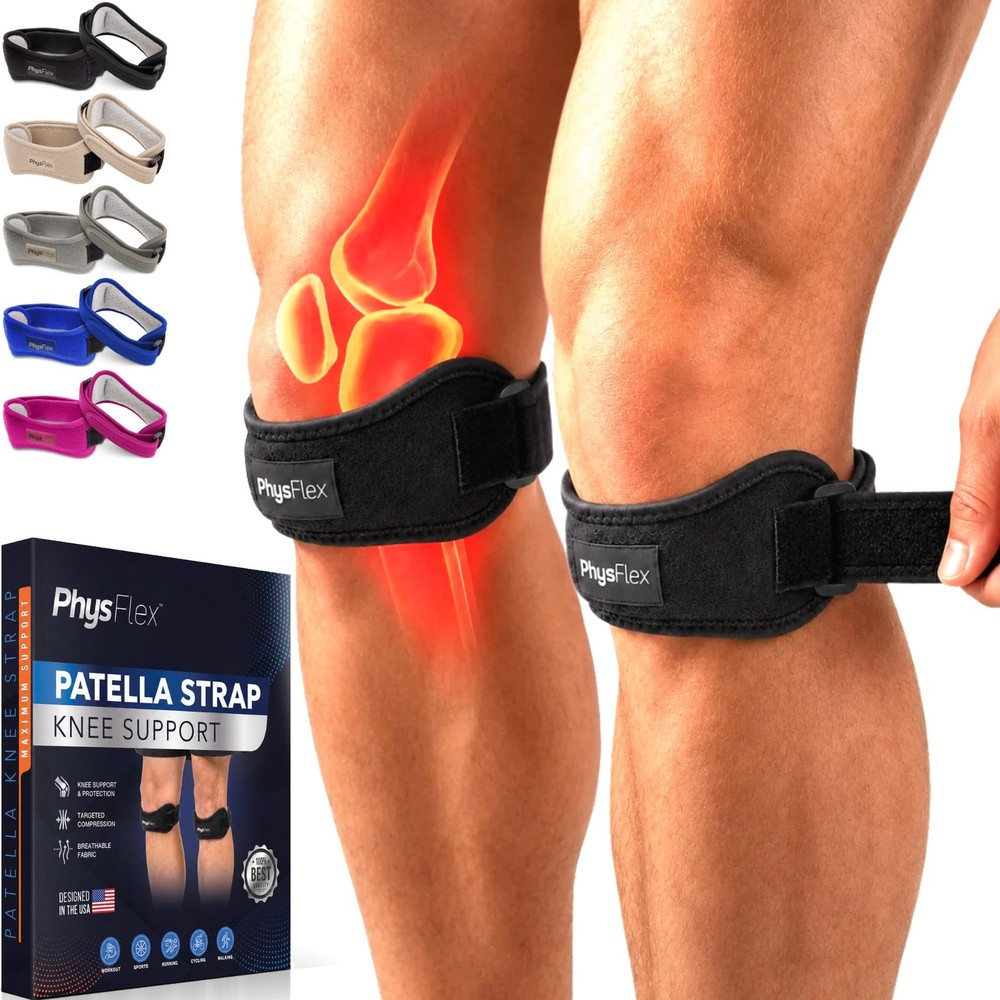 Knee Brace Patellar Tendon Strap Pain Relief Adjustable Support 2 Pack Basketbal