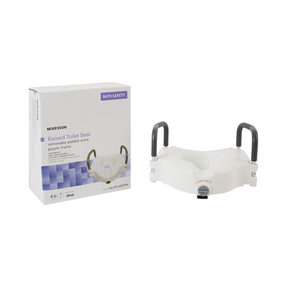 McKesson White Plastic Raised Toilet Seat 5″ Height up to 300 lbs