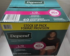 Depend Fresh Protection Women’s Underwear, Large, 40ct STOCK UP PACK NEW IN BOX