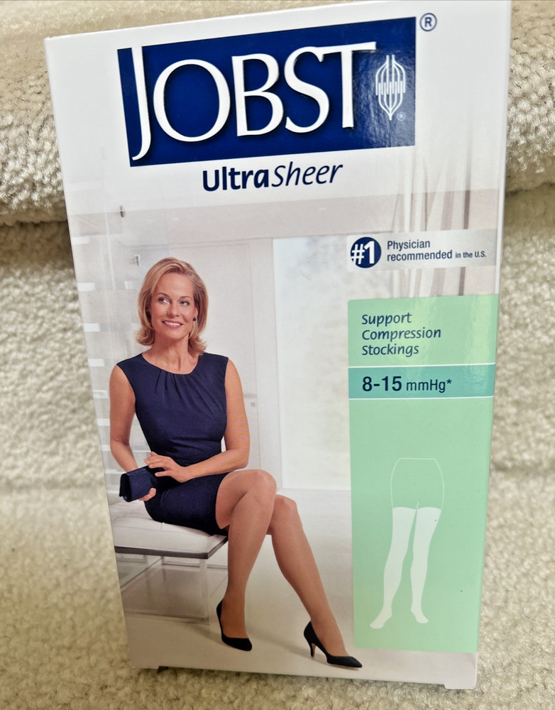 Jobst Women UltraSheer Stockings 8-15 mmhg Compression Thigh High Medium Black