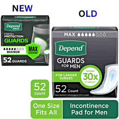 52 Count New Depend Guards Incontinence Pads for Men Free shipping Fast delivery