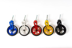 Pair Gold Aluminum Wheelchair Front (2) Caster Forks W/ 4 x 1.6″ Wheels