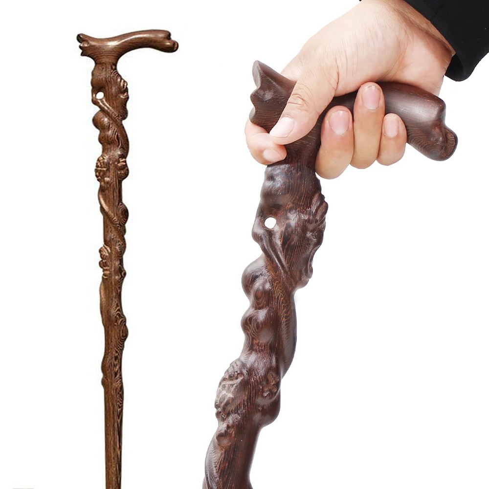 Root Carving Canes,Handmade Wooden Walking Canes for Men Women,Heavy Duty Up …