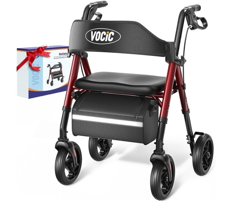 Walkers for Seniors, Z21 Rollator Walker with Seat Supports 350lb, 8″ Big Wheels