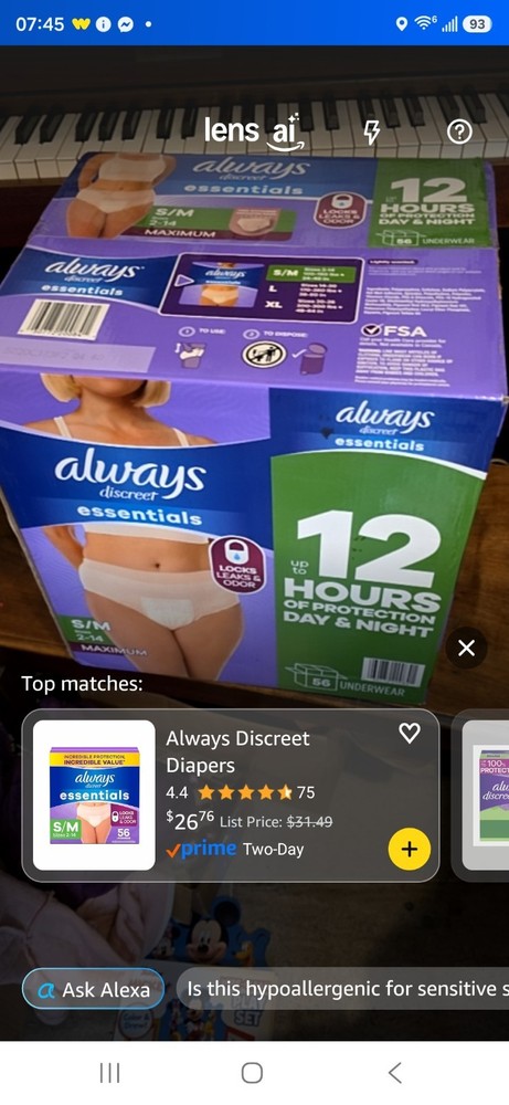 Always Discreet Essentials Women’s Incontinence Pants S/M Maximum 12Hr 56Ct