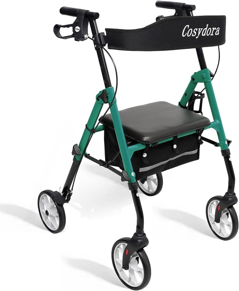 Walkers for Seniors with Seat, Foldable Rollator Walker, Reinforced Aluminum Fra