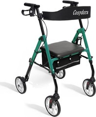 Walkers for Seniors with Seat, Foldable Rollator Walker, Reinforced Aluminum Fra