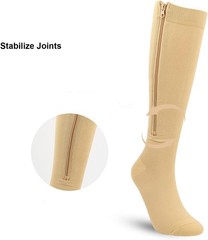 Gradient Pressure Knee-High Compression Socks with Zipper for Everyday Use