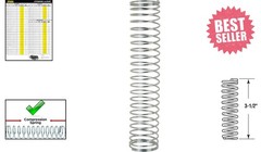 Compression Spring, Nickel-Plated Steel, 23/32 In. x 3-1/2 In. 2-Pack