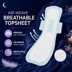BST Mint Fresh Odor Control Extra Long Overnight Pads for Women | 16.5 Inch (8Pc