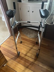 2-Wheel Forearm Support Walking Frame, Adjustable Height, Aluminum Silver/Black