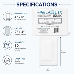 Sterile Gauze Island Dressing, Non-Woven, Medical-Grade Adhesive, 4×6 Inches