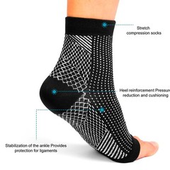 Plantar Fasciitis Compression Socks- 30-35 mmHg Open Toe Sleeves for Foot Relief